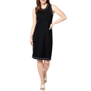 ISAAC MIZRAHI LIVE NWOT Knit Tank Dress Size Medium Black Knee Length A634407